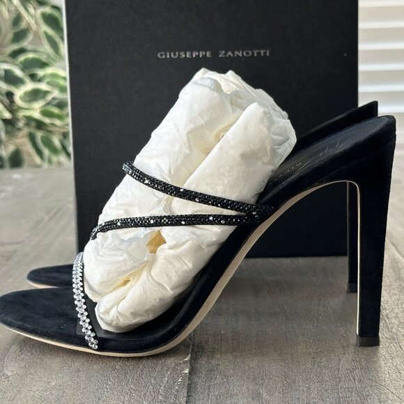 Giuseppe Zanotti Women's US Size 8.5 Embellished High Heel Slide Sandals Black - Picture 8 of 16